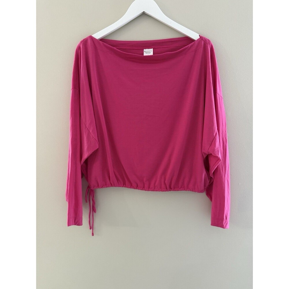 Athleta Boatneck Cropped Pullover Top with Drawstring Waist - Large